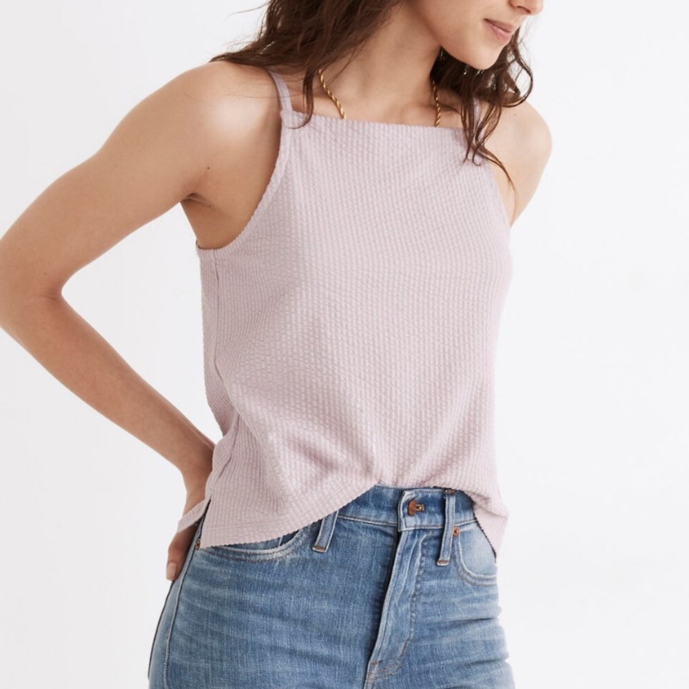 Madewell Seersucker Apron Tank Top in Classic Lilac